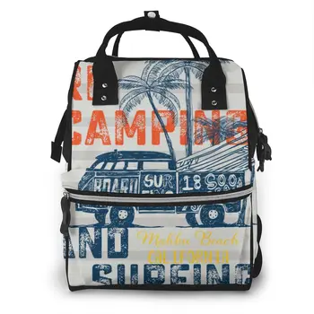 

Mummy Maternity Nappy Bag Summer Tropical Surf Bus Large Capacity Nappy Bag Travel Backpack Nursing Bag for Baby Care