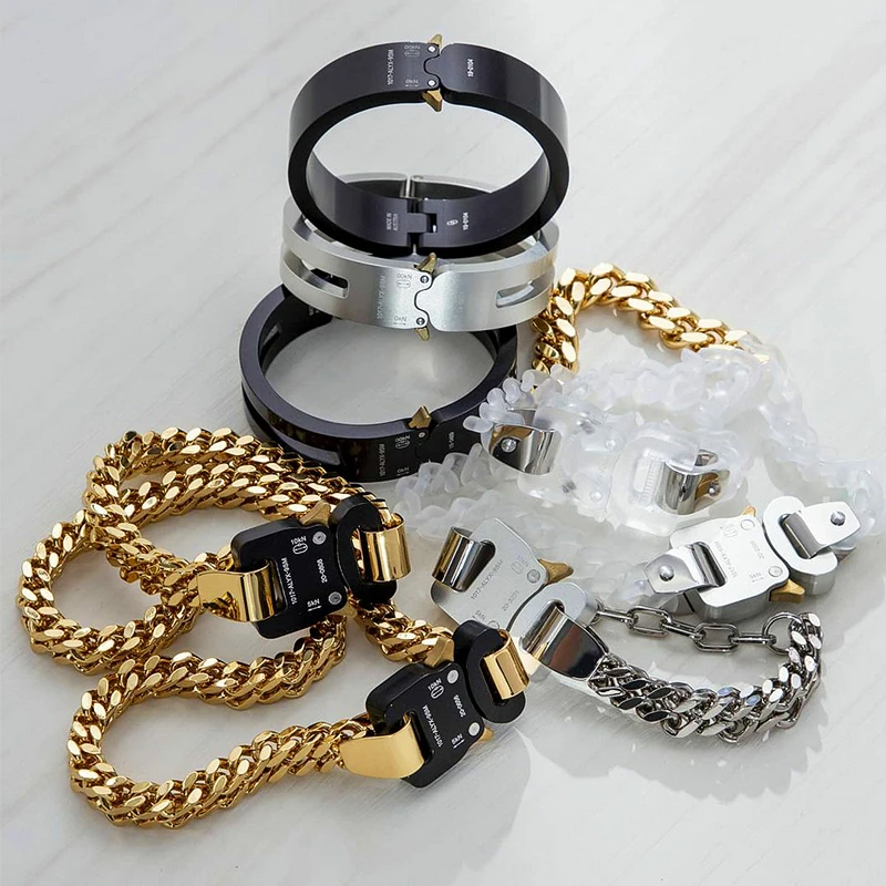 

Новинка 20FW хип-хоп панк 1017 ALYX 9SM горки ALYX металлическая буквенная Пряжка уличный браслет для мужчин женщин девочек ювелирные изделия