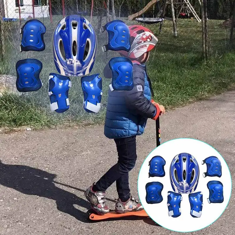 

7PCS/Set Children Skating Protective Kit Skateboarding Balance Cycling Helmet Elbows Knee Pads Wrist Protection