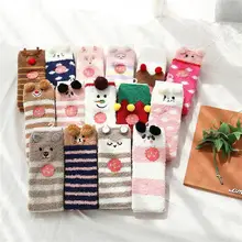 Зимние носки-тапочки мягкие пушистые толстые теплые носки милые рождественские носки с животными женские носки-тапочки для сна