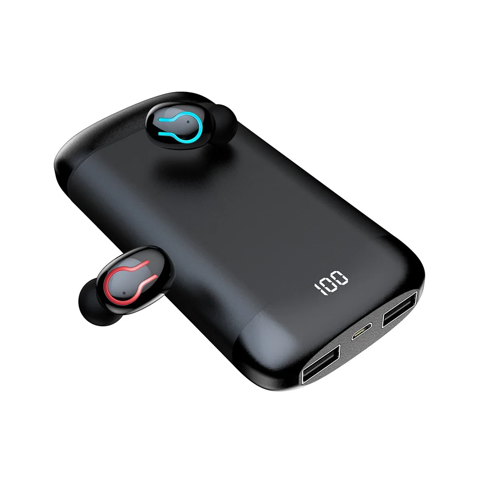 Q66 беспроводные Bluetooth наушники HD стерео наушники спортивные водонепроницаемые BT 5,0 с двойным микрофоном и 6000 мАч чехол для зарядки аккумулятора