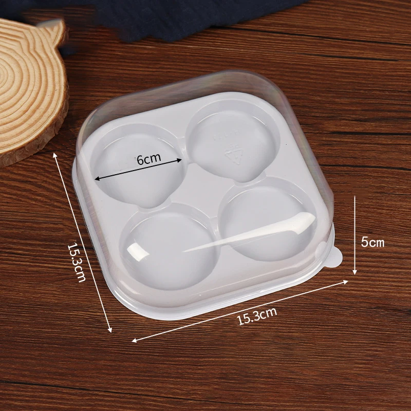 50pcs Square Plastic Moon Cake Trays Packaging Box Egg-Yolk Puff Container With Cover Food Container Holder Cake Packaging Box