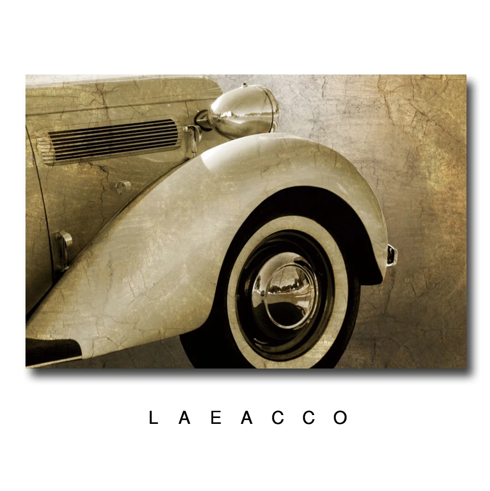 

Laeacco Retro Car Decoration Canvas Painting Calligraphy Pictures For Living Room Bedroom Artwork Modern Home Wall No Frame