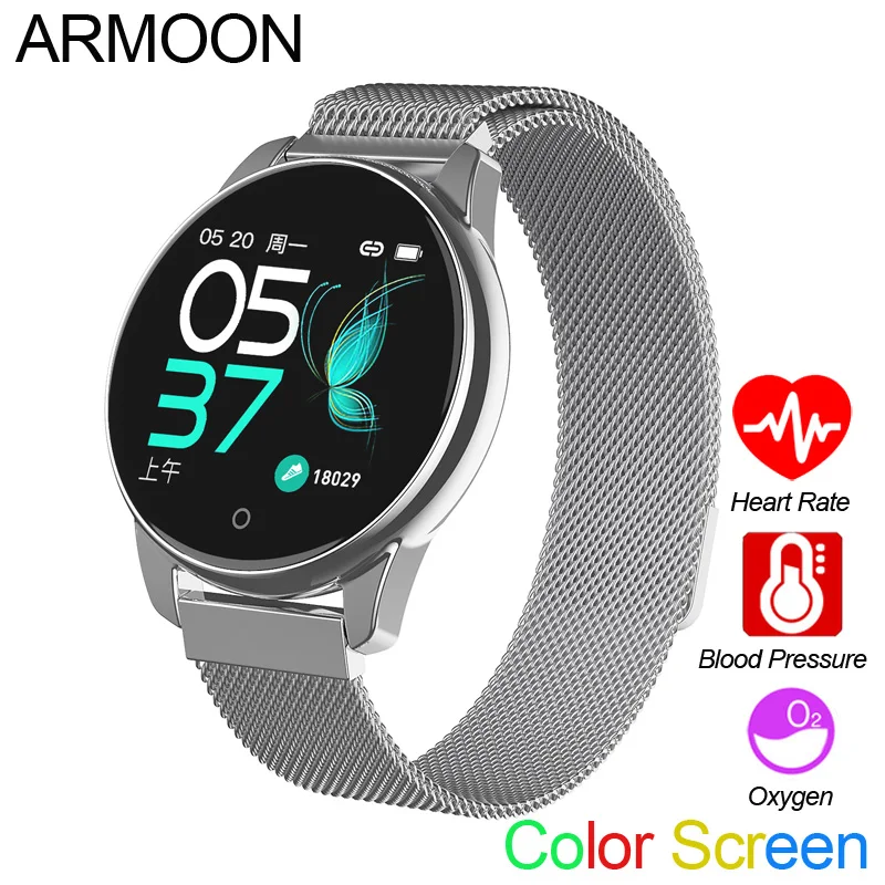 

Smart Sport Men Women Watch W4 Heart Rate Blood Pressure Bracelet Fitness Tracker Monitor Color Call Message Round Smartwatch
