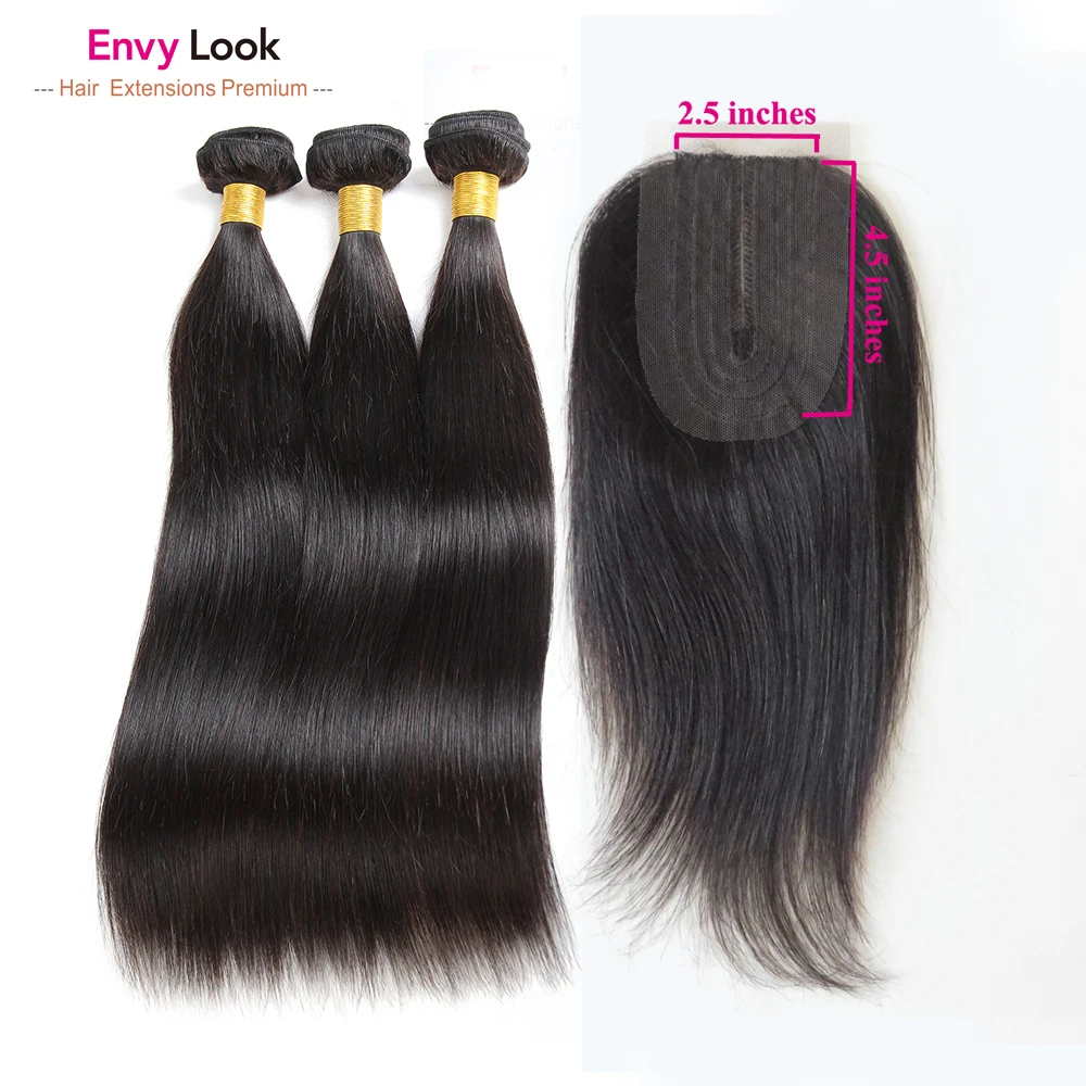 Envy Look натуральный цвет прямые 3 пряди машина Remy 100% человеческие волосы с 2 5*4 5