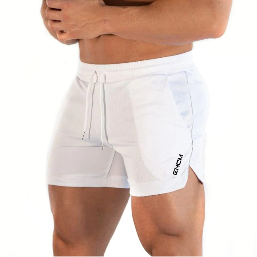 Мужские спортивные шорты для тренировок, Спортивные Повседневные Шорты для фитнеса и бега - Цвет: Белый