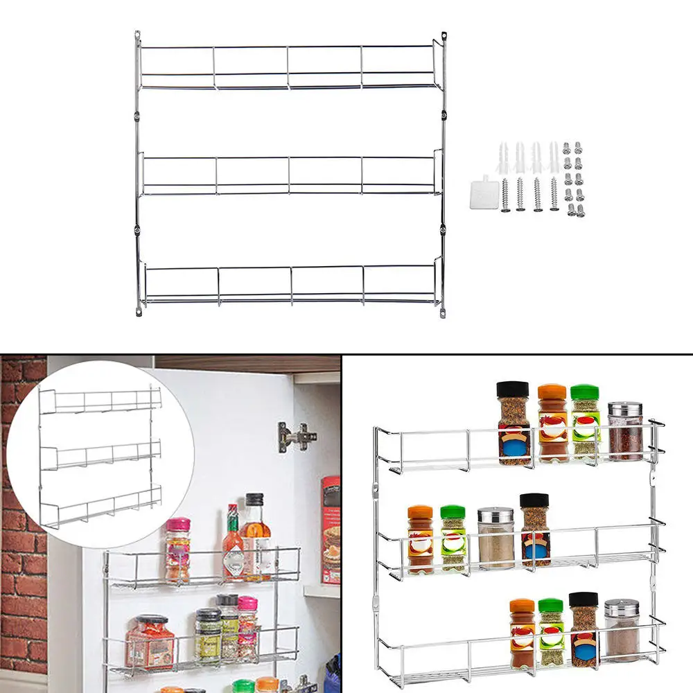 

1x Spice Rack Cabinet Organizer Wall Door Mount Storage Kitchen Shelf Pantry