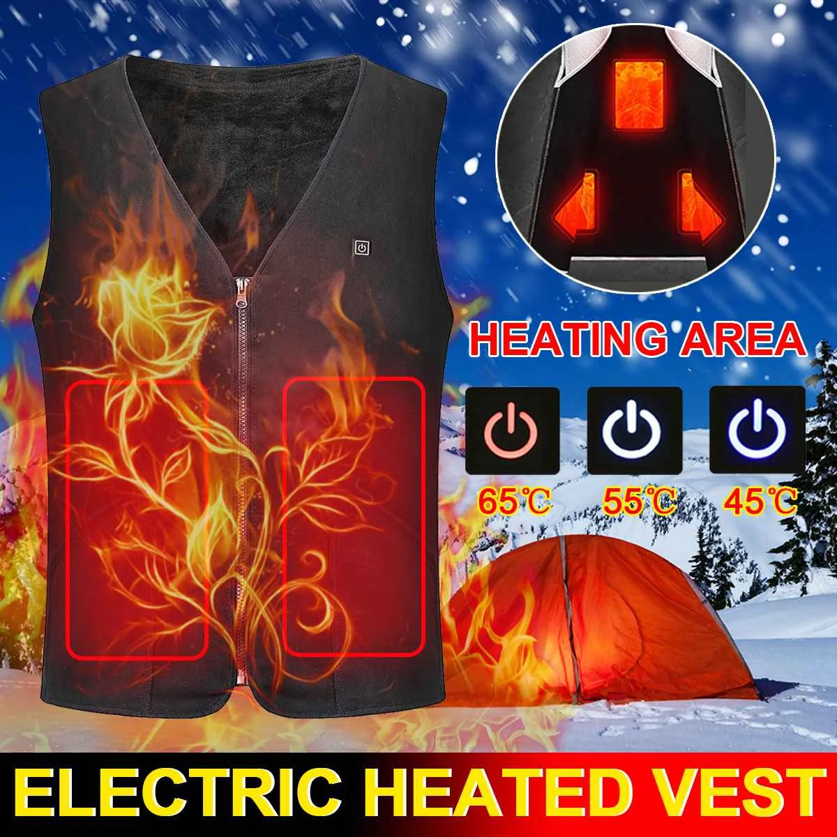 

Men Autumn winter Smart heating Cotton Vest USB Infrared Electric Heating Vest Women Outdoor Flexible Thermal Winter Warm Jacket
