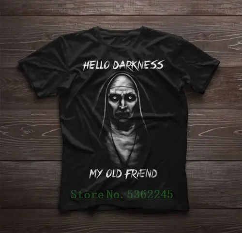 Футболка монашка Hello Darkness Мой старый друг Хлопковая мужская футболка унисекс