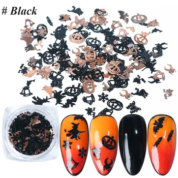 

Art Decor Polish Ornament Mix Alloy Glitter Nail Sequins Charm Black Gold UV Gel Paillette DIY Pumpkin Pattern Halloween Flakes