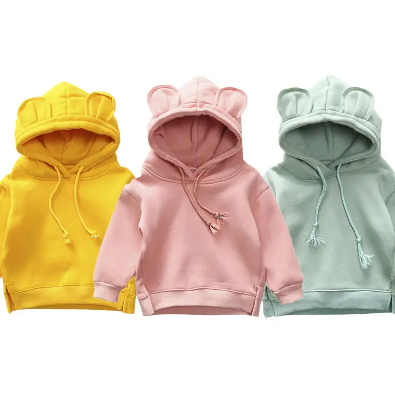 1-5Y Toddler Kid Baby Girl Long Sleeve Solid Hooded Coats Autumn Warm Outerwear Children Cartton Long Ear Clothes