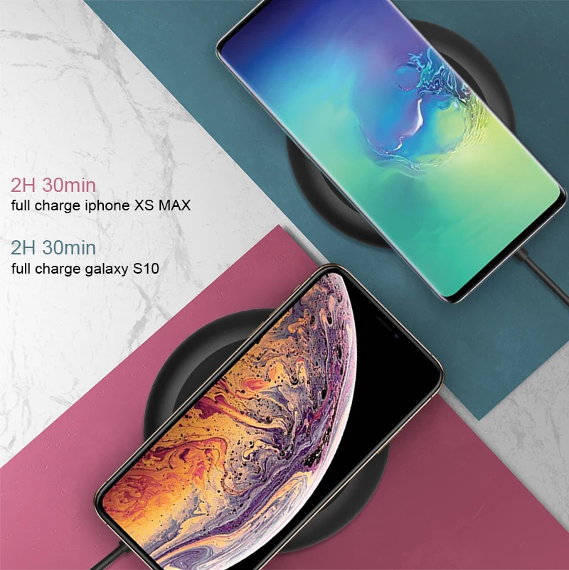 Беспроводное зарядное устройство для samsung S9 S10 iPhone x XS Max XR 8 plus для Xiaomi 9 huawei P30 Pro 10 Вт Мобильная гарнитура универсальная беспроводная