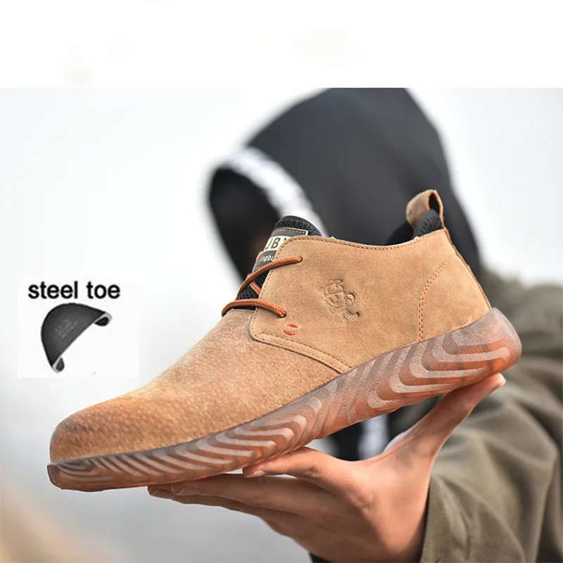 

Men's Safety Shoes Outdoor Breathable Work Safety Boot Rubber Steel Toe Cap Anti-slip Puncture Proof Work Boots Men Sneakers 45