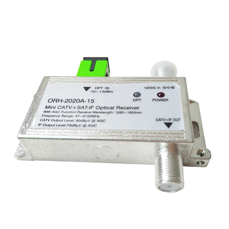 Оптический приемник FTTH ORH-2020 -15 с AGC 1260-1660nm 47-2150 МГц MINI CATV + SAT-IF оптический