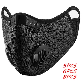 

5/6/8PC Reusable Mask Activated Carbon Respirator Breathable Mascarillas Dustproof Windproof Masque De Protection Mondmasker