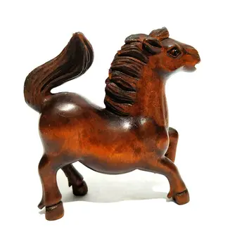 

CQ019 - 2" Hand Carved Boxwood Netsuke Figurine Carving: Handsome Horse