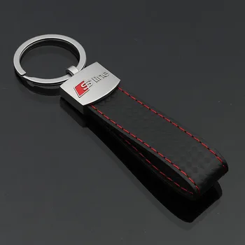 

1 pcs high quality leather pendant metal keychain for Sline RS car logo men waist hanging gift key chain auto accessories