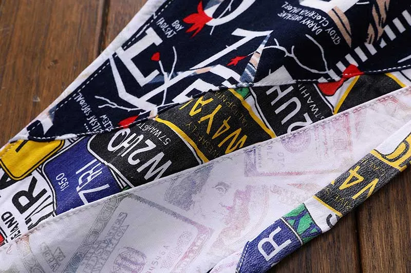 Mcikkny Men's Fashion Printed Jeans Pants Punk Style Stretch Denim Trousers Male Hip Hop Night Club Wear  (5)