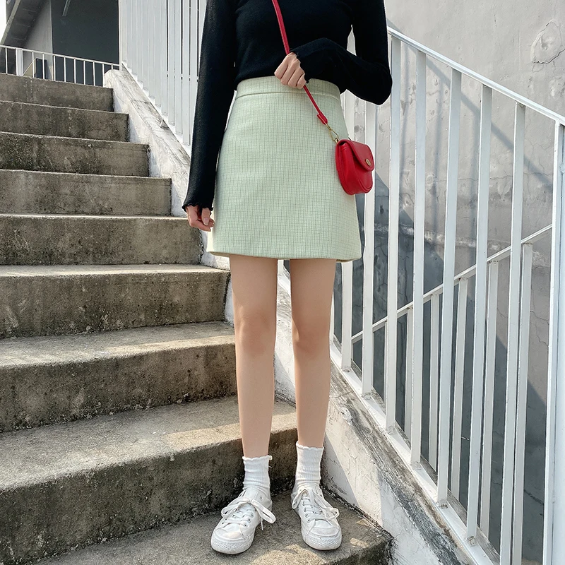 Винтажные клетчатые юбки женские осенние короткие юбки мини корейские Harajuku Юбки карандаш сексуальные офисные женские повседневные с высокой талией А-силуэта W103