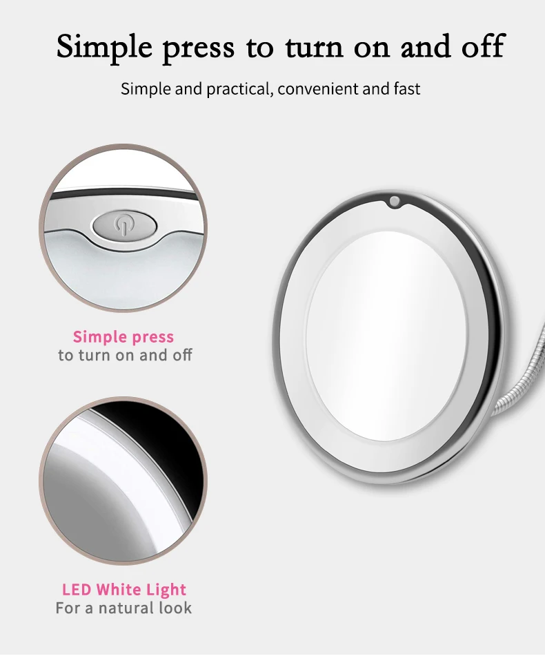 Светодиодный мини-зеркало для макияжа светодиодный зеркальце светильник компактное косметическое зеркало с подсветкой для макияжа увеличительное светодиодный увеличительное портативное зеркало карманное