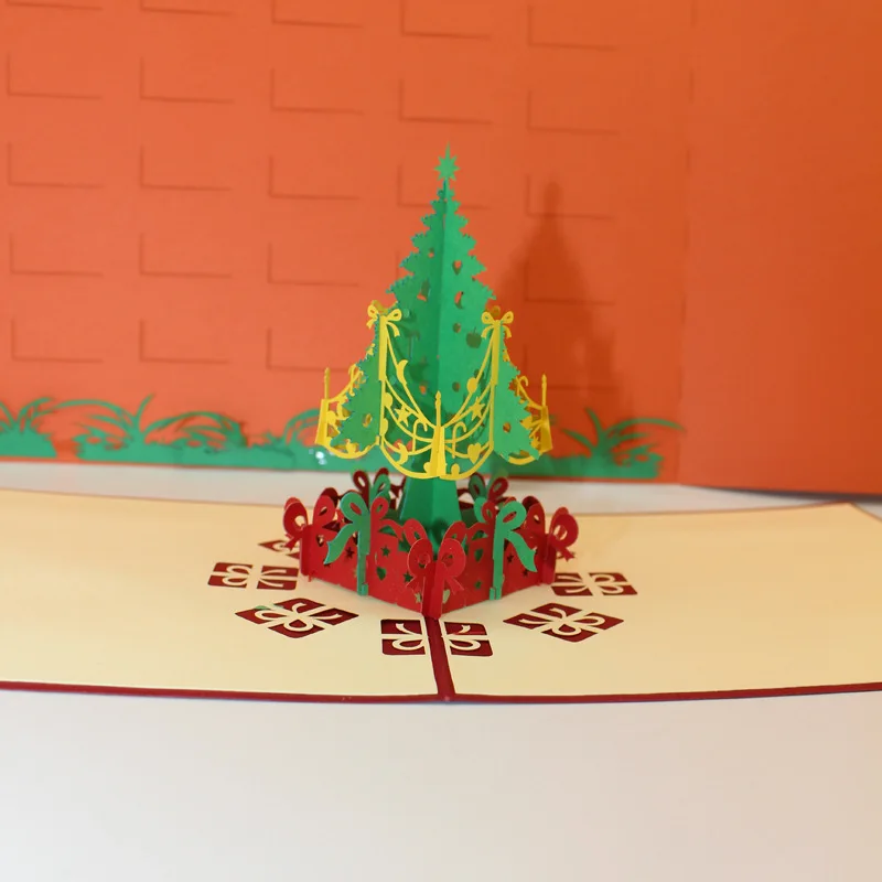 Рождественская открытка подарок 3D поздравительная открытка Рождественская елка благословение ручной работы Новогодняя открытка визитная карточка SC69