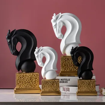 

Archaize Abstract Horse Head Statue Creative Resin Animal Sculpture Room Desktop Ornament Decoration Home Decoration Accessories