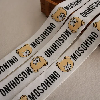 

3.8cm bear print elastic elastic band screen print rubber band available in color print waistband