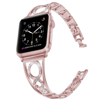 

3 O-Shaped Luxury Diamond Strap for Apple Watch Round Circle for iwatch 40mm 38mm Watchband Bling Stainless Steel Women Bracelet