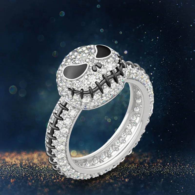 

1 PC Vintage Pumpkin Jack Skull Face Ring Women Men Silver Color Halloween Ring Fashion Jewelry Halloween Party Gift Dropship