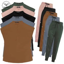 High Quality Hospital Doctor Work Clothing Suits Elasticity Pet Clinic Nurse Workwear Solid Color Nursing Scrubs Women Uniforms