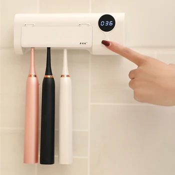 

UV Toothbrush Holder Sterilizer Box Smart Induction Toothbrush Cleaner Toothpaste Dispenser Wall Mount 1500mAh Capacity
