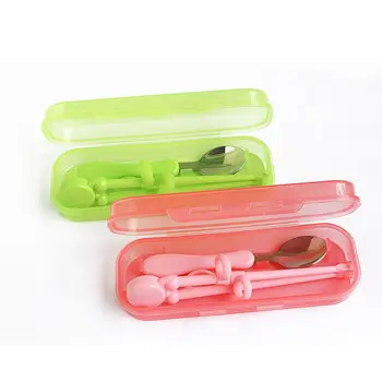

Chopsticks Spoon Two-Piece Set Children's Learning Stainless Steel With Box Utensils New