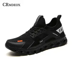 CRMDEOX/летние мужские повседневные вулканизированные туфли дышащие больших размеров спортивные кроссовки из сетчатого материала на