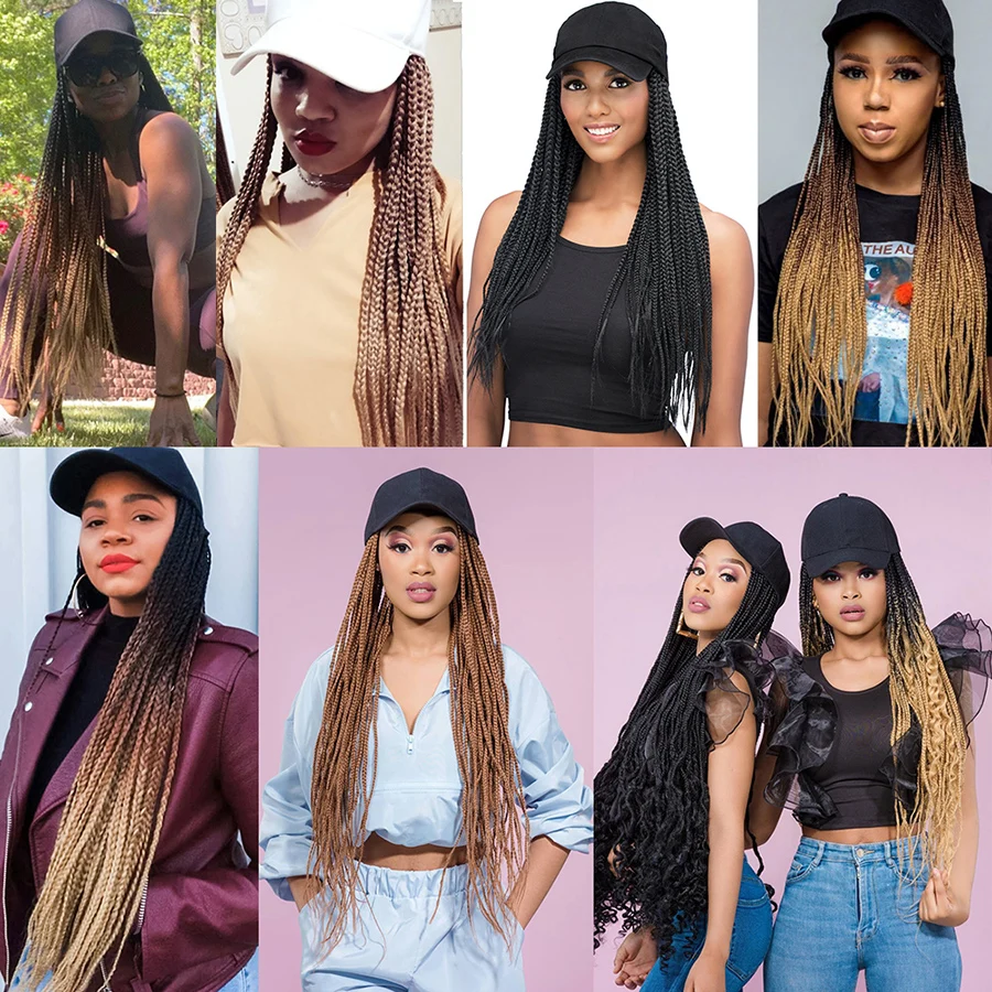 Long Synthetic Baseball Cap Wig With 
