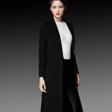Женское шерстяное пальто ручной работы, двустороннее кашемировое пальто на зиму, шерстяная новая куртка, Длинная женская верхняя одежда, женское осеннее пальто средней длины