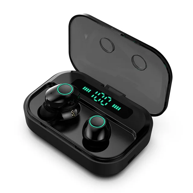 Черный Беспроводные наушники Tws Bluetooth наушники fone de ouvido sem fio handsfree Наушники bluetooth Спорт светодиодный дисплей для всех телефонов - Цвет: Черный
