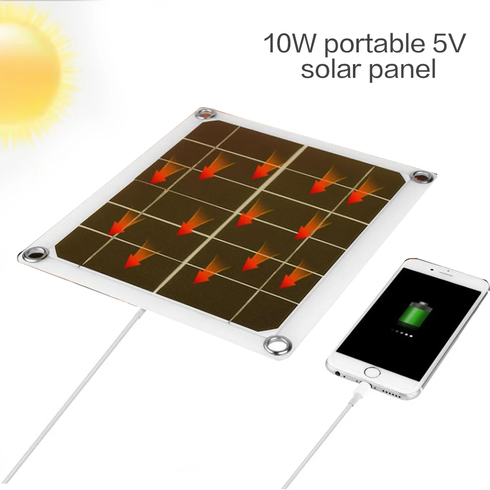 10 Вт Солнечная Панель зарядное устройство 5 в USB порт портативное монокристаллическое Силиконовое зарядное устройство для телефона водонепроницаемый для iPhone iPad samsung