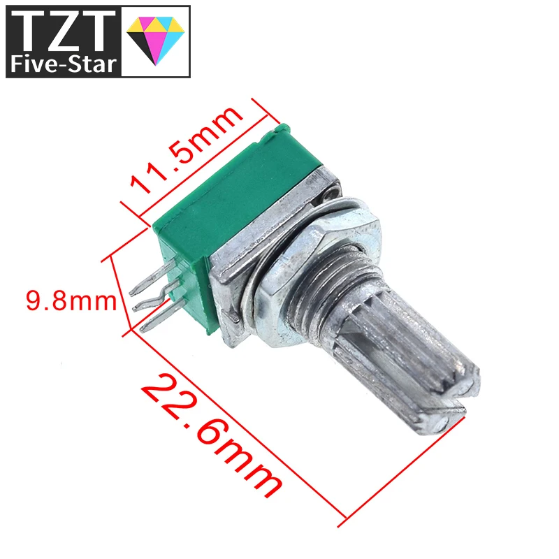 TZT 1/5/10PCS B5K B10K B20K B50K B100K B500K Audio Verstärker Versiegelt Potentiometer 15mm Welle 3pins RK097N – Detail 6
