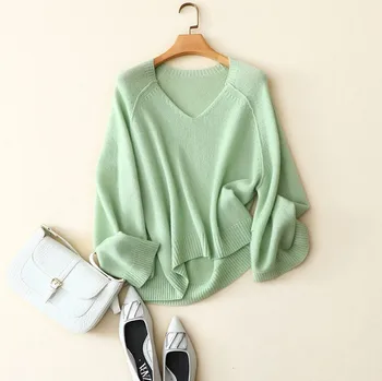 

Tailor Shop Custom Made Pure Cashmere Plus Size Slim Sweater Elegant Temperament Loose Flared Sleeve Sweater Autumn