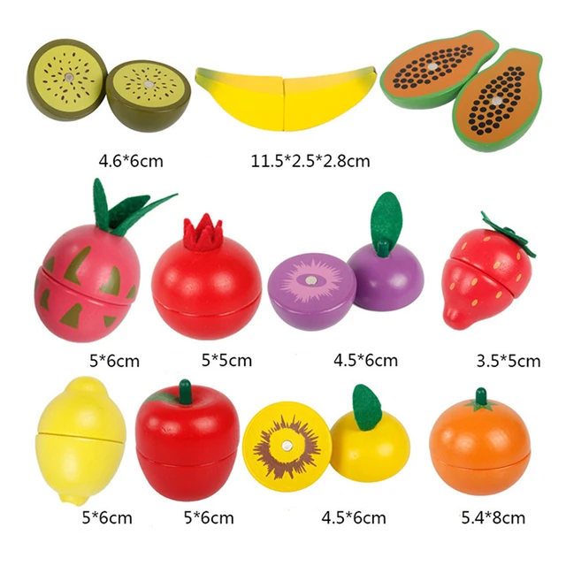 Simulation Kitchen Pretend Toy Wooden Classic Game Montessori Educational Toy For Children Kids Gift Cutting Fruit Vegetable Set 5