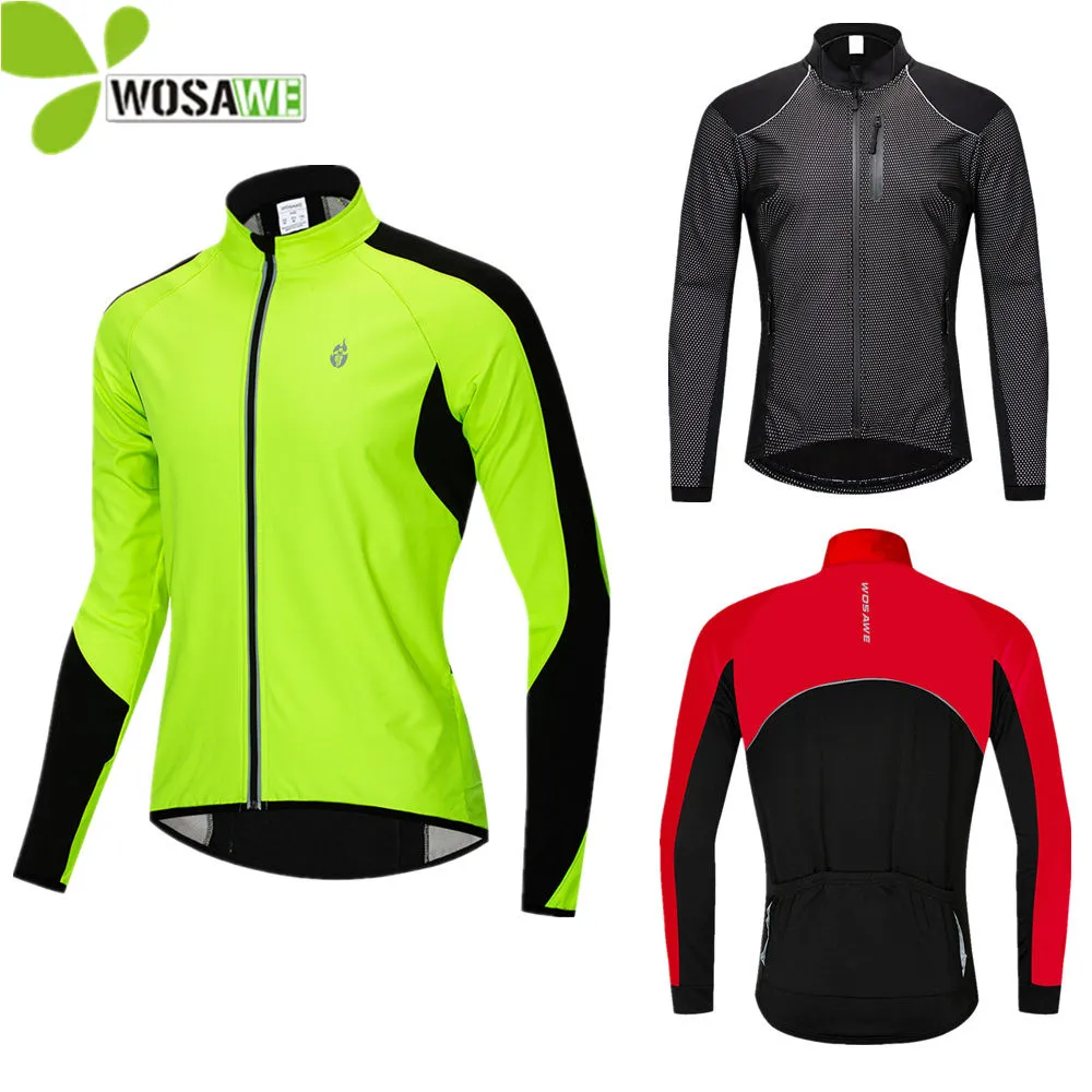 

WOSAWE Thermal Fleece Cycling Jackets Men Winter Bike Windproof Windbreaker Bicycle Clothing Running Cycle Racing Wind Coat