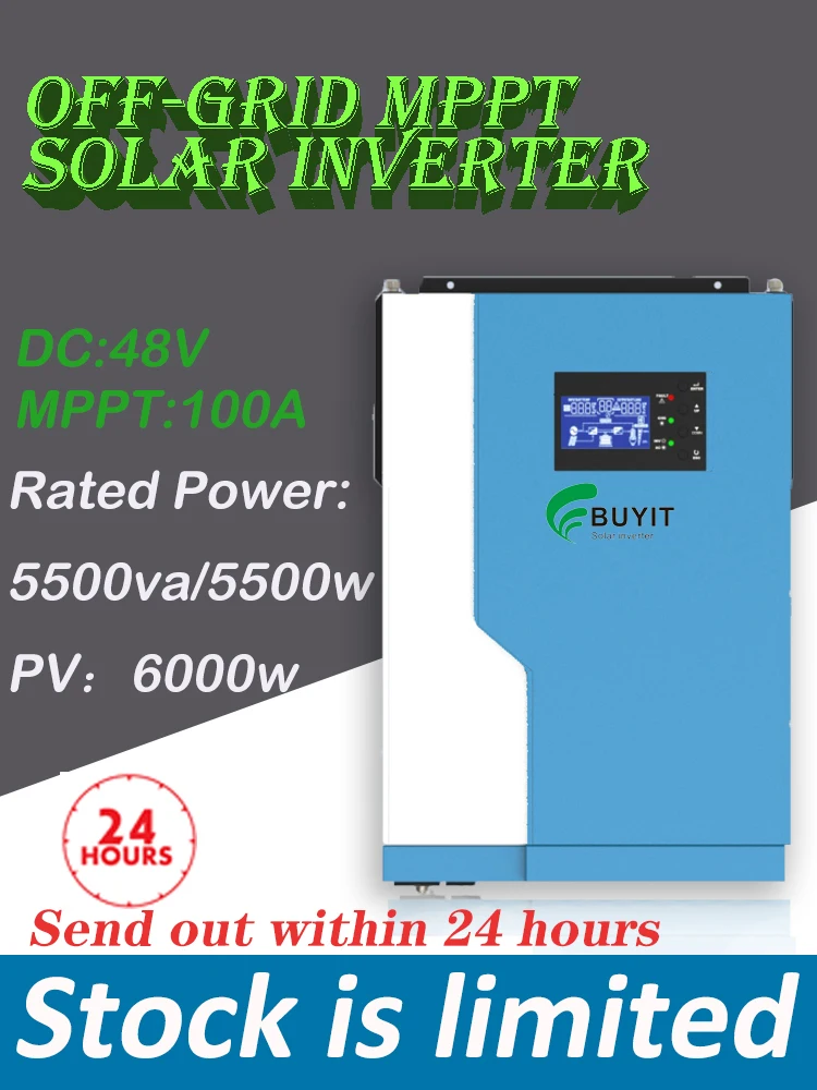 Fora da Grade – o Trabalho da Bateria Mppt Híbrido Inversor Potência Nominal 5500va – pv Entrada: 120-500vdc 6000w 5500w 48vdc 100a