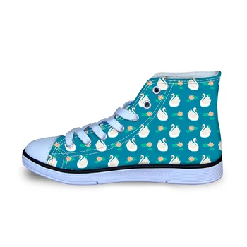 

High Quality Kids Children Swan Pattern Shoes For Boy Flats Lace Up Breathable Sport Canvas Casual Chaussures Enfants Pour Fille