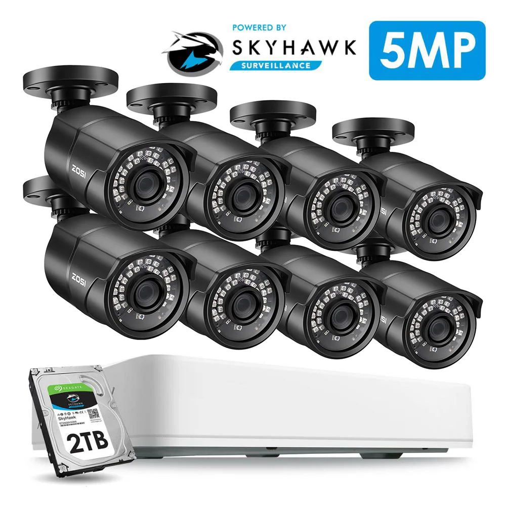 ZOSI 5MP 8CH AHD аналоговые камеры видеонаблюдения Системы комплект с ночного видения