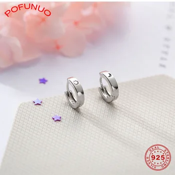 

POFUNUO 925 Sterling Silver Moon Sun Design Ear Clips Minimalist Women Cool Earring Hooks Lover Girl Friend Gift Fine Earrinngs