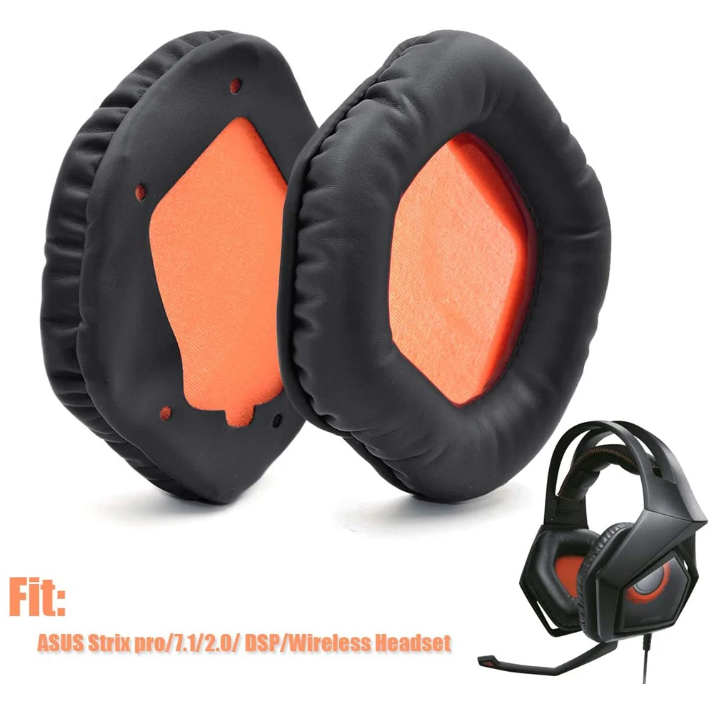 1Pair Replacement Potein Leather Memory Foam Cushion Ear Pads Earprads for Asus Rog Strix 7.1 2.0 PRO DSP Wireless Headphones