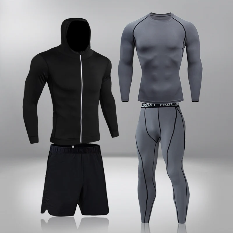 Gym Clothing Men Fitness Workout Tight Mens MMA Compression Warm Suit  Tracksuit Sports Suits Jogging Running Set Rashguard - AliExpress