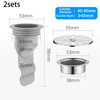 

2set Deodorant Silicone Core Sewer Pipe Seal Ring Bathroom Washing Machine Tool Avoid The Pain Caused By Cockroaches