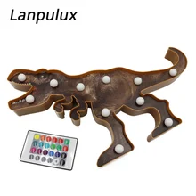 Lanpulux с пультом дистанционного управления, 3D ночник с динозавром, цветной светодиодный светильник для детей, маленьких мальчиков, настольная лампа с животными, подарок на день рождения