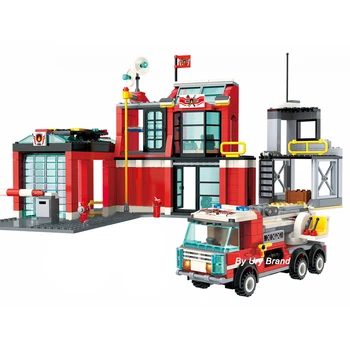 

523pcs City Series Fire headquarters building Truck Educational model Building Blocks Mini Figures DIY Toys For Children Gifts